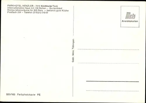 Ak Kirchheim unter Teck Württemberg, Parkhotel Henzler