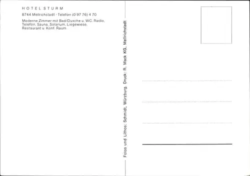 Ak Mellrichstadt in Unterfranken, Hotel Sturm, Inneres