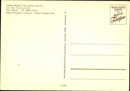 Ak Bad Reichenhall in Oberbayern, Gasthof Melleck Zur schönen Aussicht, Panorama vom Ort, Spiesesaal