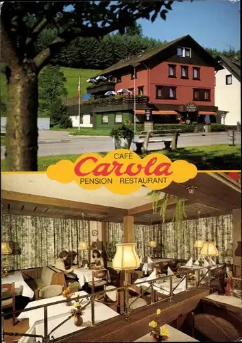 Ak Schönmünzach im Murgtal Baiersbronn im Schwarzwald, Cafe-Pension-Restaurant Carola