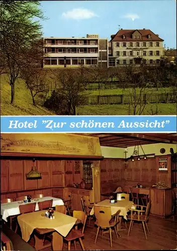 Ak Marktheidenfeld im Spessart Unterfranken, Gasthof-Hotel Zur schönen Aussicht, Speisesaal