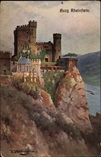 Künstler Ak Trechtingshausen am Rhein, Burg Rheinstein