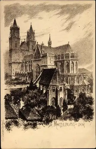 Künstler Ak Magdeburg an der Elbe, Dom
