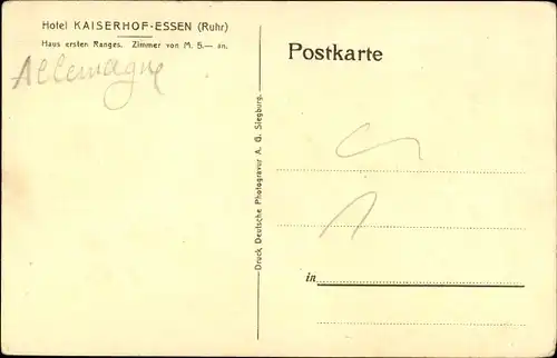 Ak Essen im Ruhrgebiet, Hotel Kaiserhof, großer Saal