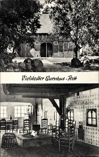 Ak Vielstedt Hude in Oldenburg, Vielstedter Burnhus Flett, Strackerjans Gasthof und Bauernhaus