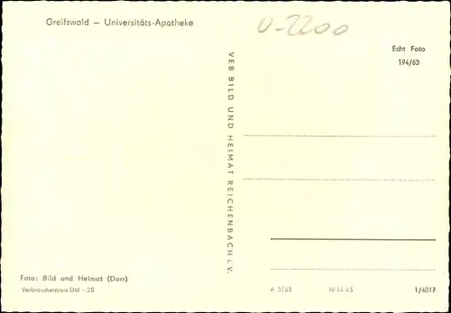 Ak Hansestadt Greifswald, Universitätsapotheke
