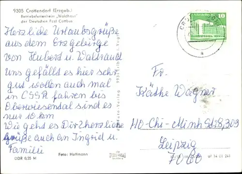 Ak Crottendorf im Erzgebirge, Betriebsferienheim "Waldhaus" der Deutschen Post Cottbus