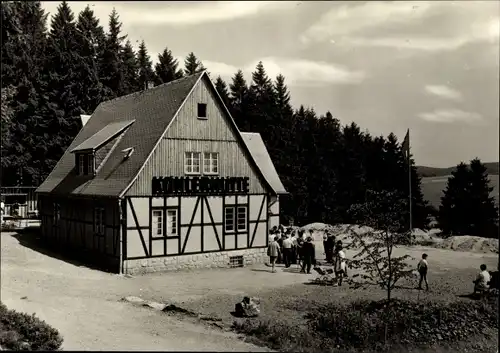 Ak Sosa Eibenstock im Erzgebirge, Gaststätte Köhlerhütte, Fachwerkhaus