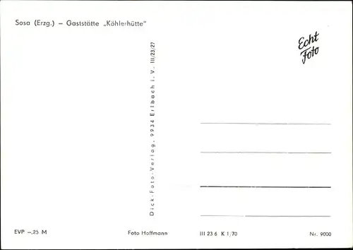 Ak Sosa Eibenstock im Erzgebirge, Gaststätte Köhlerhütte, Fachwerkhaus