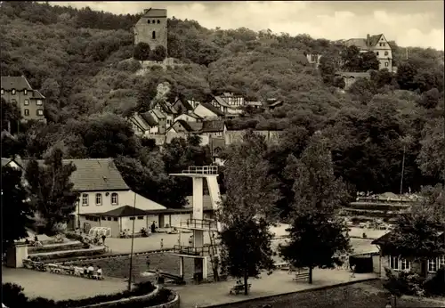 Ak Bad Frankenhausen im Kyffhäuserkreis, Blick auf das Schwimmbad, Sprungturm