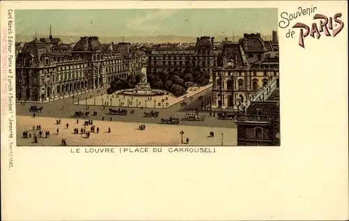 Litho Paris I Louvre, Place du Carrousel