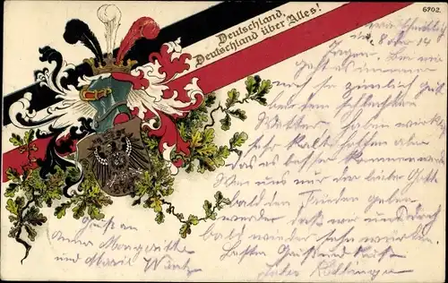 Wappen Litho Deutschland über Alles, Eichenlaub, Schwarzer Adler