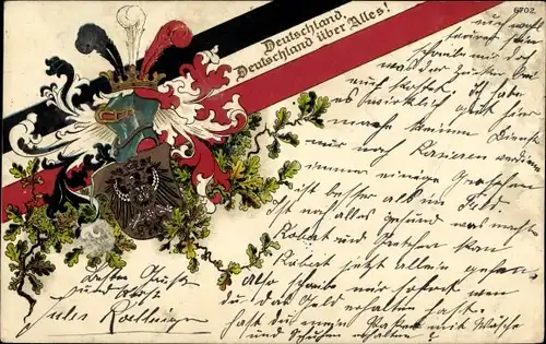 Wappen Litho Deutschland über Alles, Eichenlaub, Schwarzer Adler