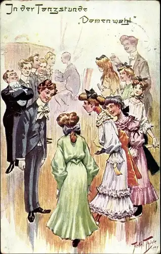 Künstler Ak Thiele, Arthur, In der Tanzstunde, Damenwahl