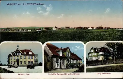 Ak Langenbrand Schömberg im Schwarzwald Württemberg, Kurhotel, Post, Kgl. Oberförsterei, Geschäft