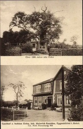 Ak Eggenbüttel Egenbüttel Rellingen in Holstein, Gasthof zur hohlen Eiche, 1000jährige Eiche