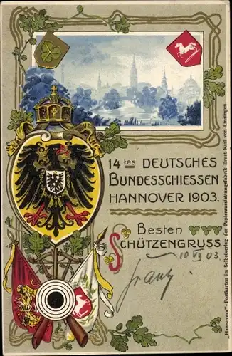 Präge Wappen Litho Hannover, 14. Deutsches Bundesschießen 1903
