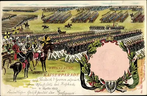 Präge Litho Kaiserparade, Kaiser Wilhelm II.
