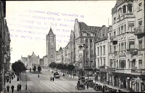 Ak Poznań Posen, St. Martinstraße und Schloss