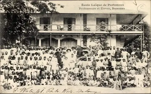 Ak Porto Novo Dahomey Benin, Ecole Laique, Professeurs et Eleves