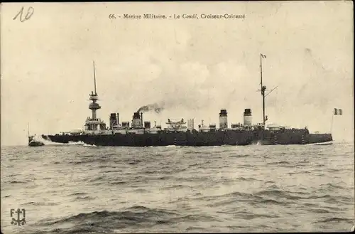 Ak Französisches Kriegsschiff, Croiseur Cuirasse le Conde