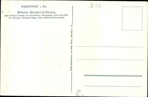 Ak Meerane in Sachsen, Wilhelm Wunderlich Ehrung