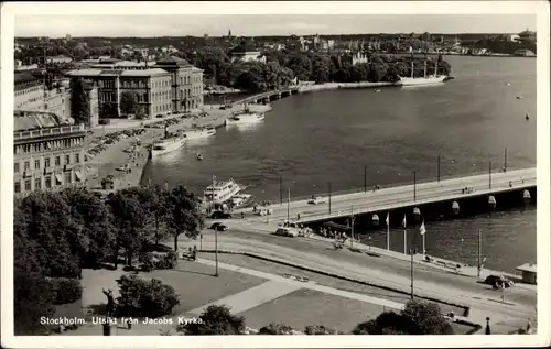 Ak Stockholm Schweden, Utsikt fran Jacobs Kyrka