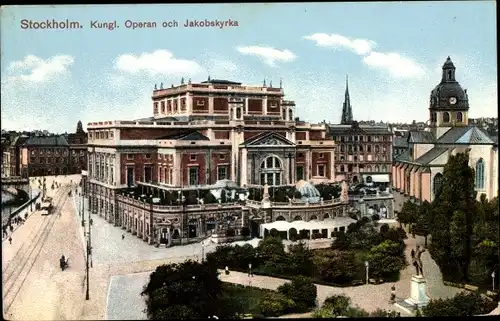 Ak Stockholm Schweden, Kungl. Opera och Jakobskyrka