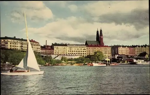 Ak Stockholm Schweden, Högalidskyrkan fran Arstaviken