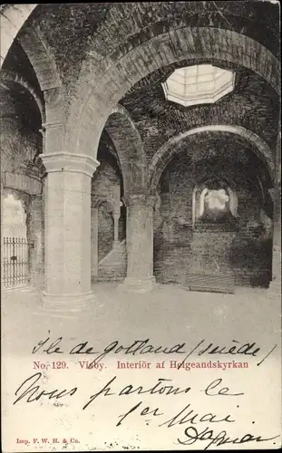 Ak Visby Wisby Schweden, Interiör af Helgeandskyrkan