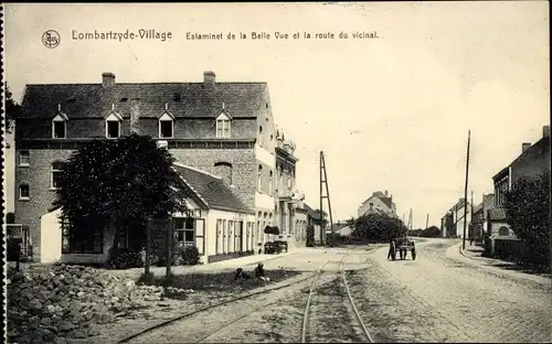 Ak Lombartzyde Village Lombardzijde Dorp Westflandern, A la Belle Vue, Het schoon Zicht, Buurtspoor