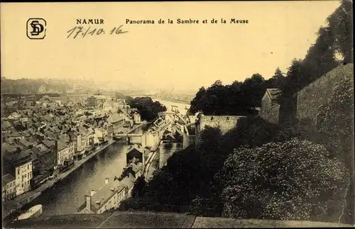 Ak Namur Wallonien, Panorama de la Sambre et de la Meuse