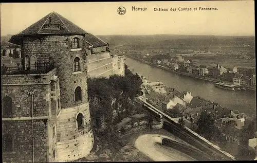 Ak Namur Wallonien, Chateau des Comtes et Panorama