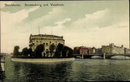 Ak Stockholm Schweden, Strömsborg och Vasabron