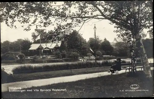 Ak Göteborg Schweden, Slottsskogen med Vita Bandets Restaurant