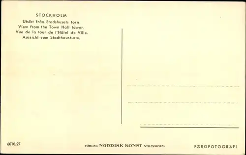 Ak Stockholm Schweden, Aussicht vom Stadthausturm