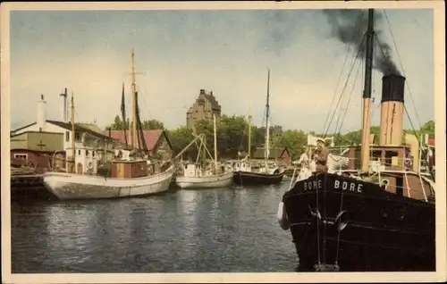 Ak Landskrona Schweden, Hafenmotiv