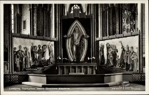Ak Linköping Schweden, Domkyrkan, Henrik Sörensens Altartavla