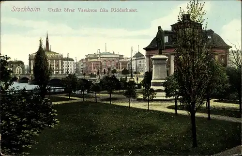 Ak Stockholm Schweden, Utsikt öfver Vasabron fran Riddarhuset