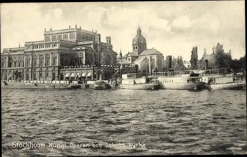 Ak Stockholm Schweden, Kungl. Operan och Jakobs kyrka