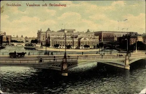 Ak Stockholm Schweden, Vasabron och Strömsborg