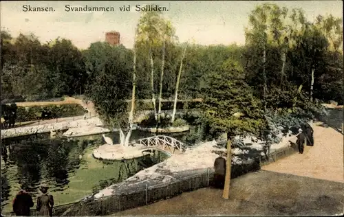 Ak Stockholm Schweden, Svandammen vid Solliden