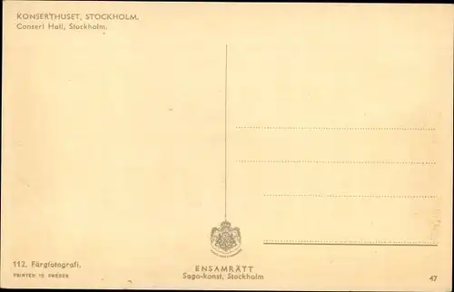 Ak Stockholm Schweden, Konserthuset