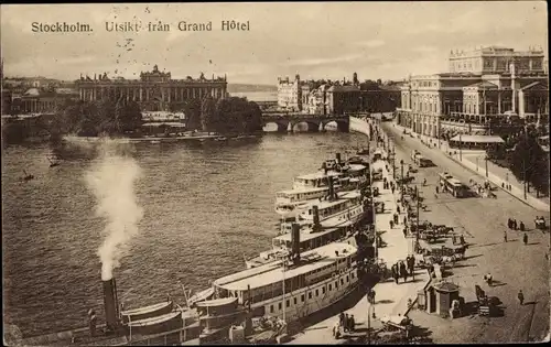 Ak Stockholm Schweden, Utsikt fran Grand Hotel