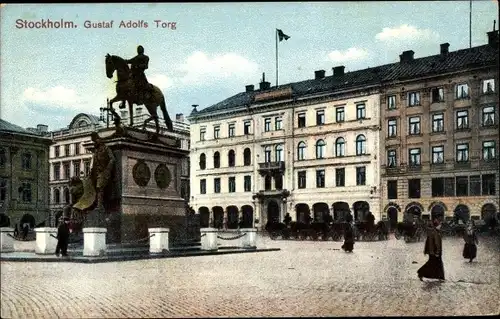 Ak Stockholm Schweden, Gustaf Adolfs Torg