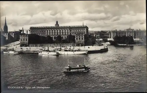 Ak Stockholm Schweden, Slottet och Riksdagshuset