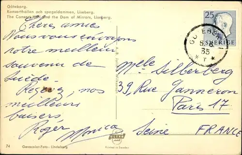 Ak Göteborg Schweden, Konserthallen och spegeldammen, Liseberg