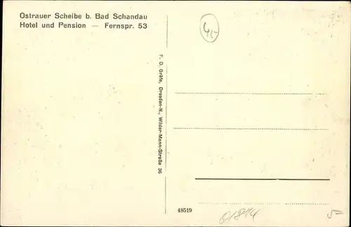 Ak Bad Schandau, Ostrauer Scheibe, Hotel und Pension