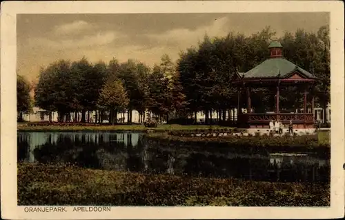 Ak Apeldoorn Gelderland, Oranjepark, Pavillon am Wasser