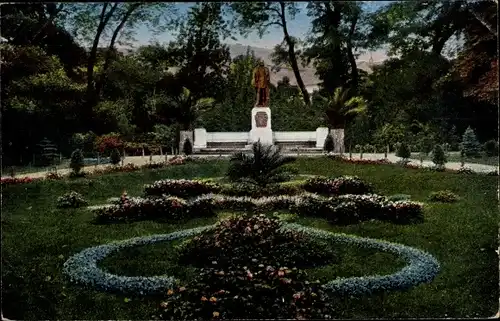 Ak Zittau in der Oberlausitz, König Albert-Denkmal, Parkanlage